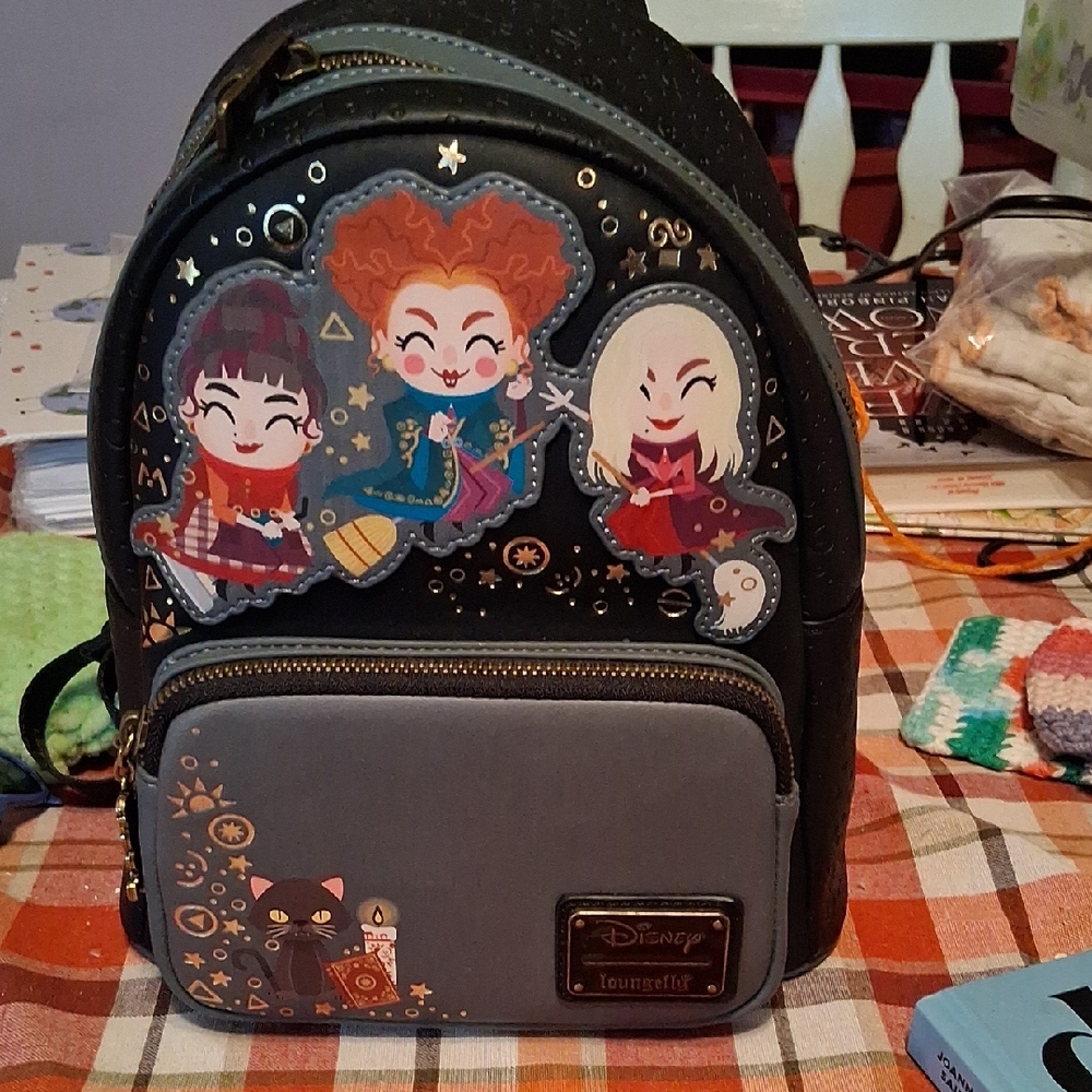 Loungefly Black and Gray Hocus Pocus Disney Backpack